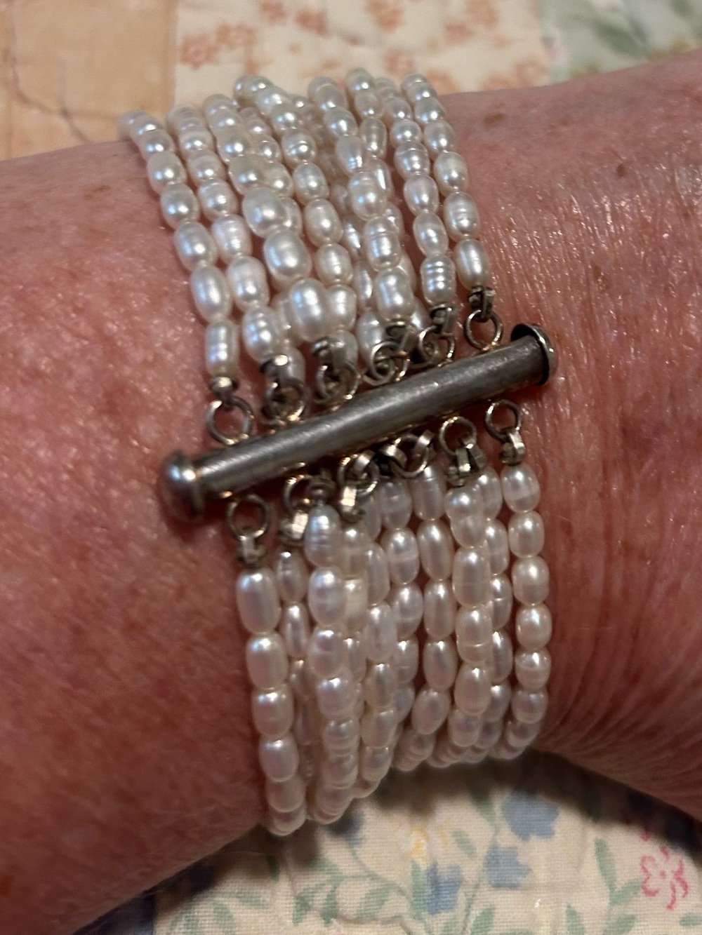 Silpada Multi-Strand Freshwater Pearl Bracelet - White and Sterling Silver